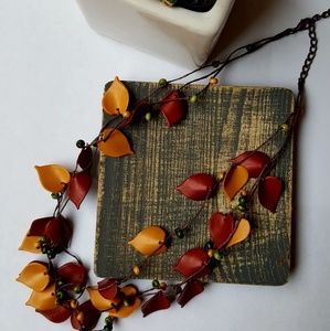 Unique leather leaf necklace